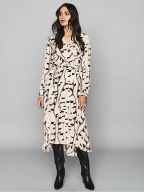 Reiss Skylight wrap midi dress, size US 6